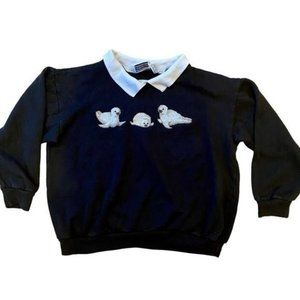 Vintage Collared Sweatshirt Cross Stitch Seals Large